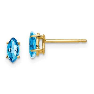 Blue Topaz Diamond marquis stud earring 14k Gold XE101BT, MPN: XE101BT, 883957089034