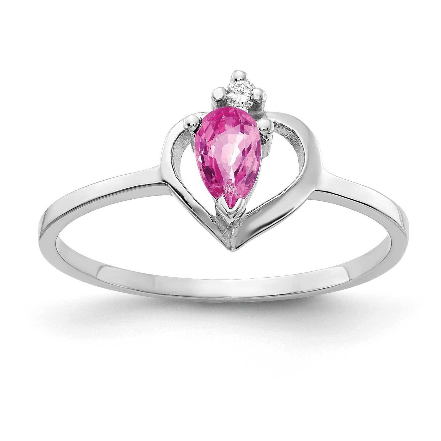 5x3mm Pear Pink Sapphire Diamond Ring 14k White Gold X9715SP_AA