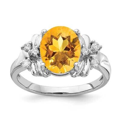 10x8mm Oval Citrine Diamond Ring 14k White Gold Y2240CI_AA, MPN: Y2240CI_AA, 883957618166