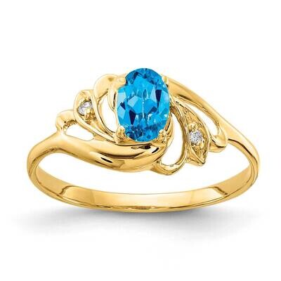 6x4mm Oval Blue Topaz Diamond Ring 14k Gold X9716BT_AA, MPN: X9716BT_AA, 883957633947