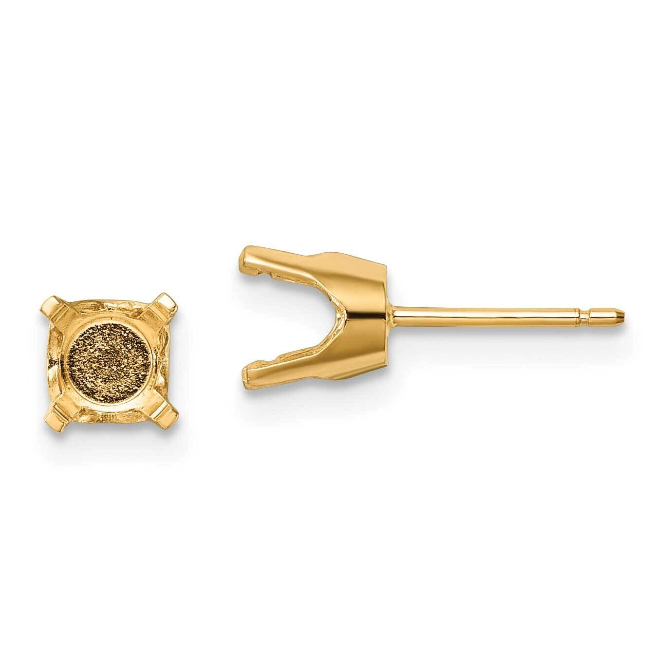 2.75mm Round Stud Earring Mounting with backs 14k Gold XD2, MPN: XD2,