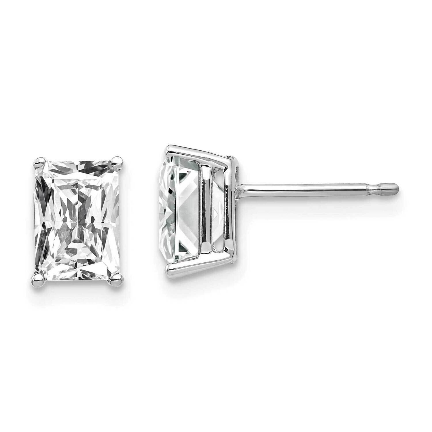 7x5mm Emerald Cut CZ Diamond Earrings 14k White Gold XE66WCZ Diamond, MPN: XE66WCZ, 883957227283