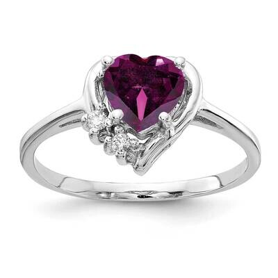 6mm Heart Rhodolite Garnet Diamond Ring 14k White Gold Y2234RG_AA, MPN: Y2234RG_AA, 883957549699