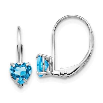 5mm Heart Blue Topaz Leverback Earrings 14k White Gold XLB120WBT, MPN: XLB120WBT, 883957129709