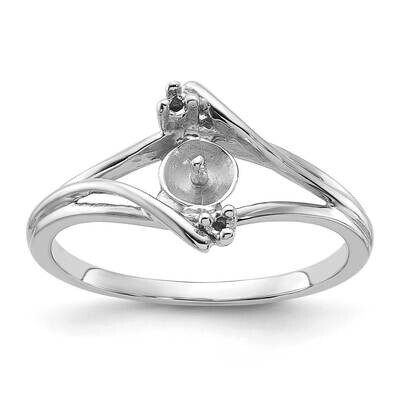 Polished .03ct. Diamond &amp; Cultured Pearl Ring Mounting 14k White Gold Y1882, MPN: Y1882,