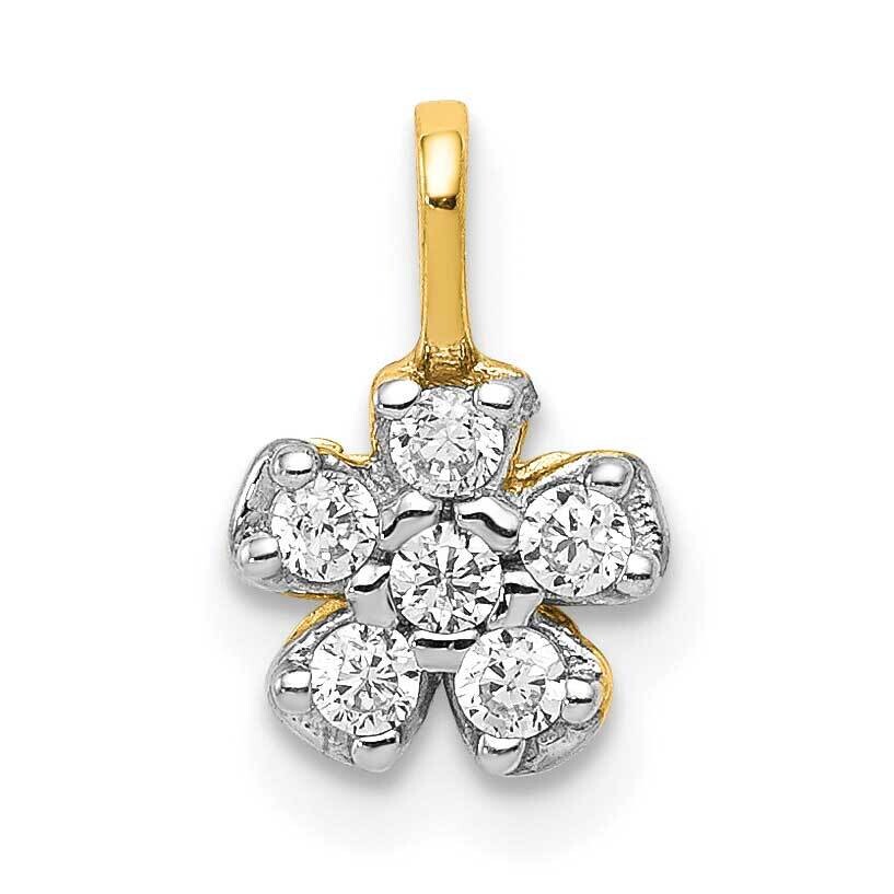 Small Synthetic Diamond Flower Charm 10k Gold 10C990