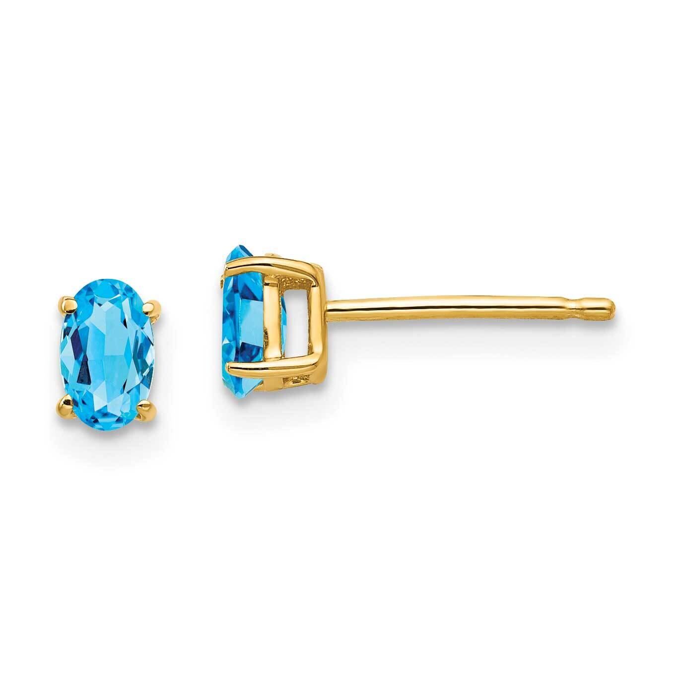 5x3mm Oval Blue Topaz earring 14k Gold XE85BT, MPN: XE85BT, 883957341651