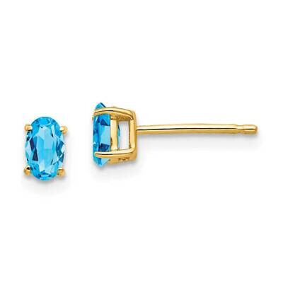 5x3mm Oval Blue Topaz earring 14k Gold XE85BT, MPN: XE85BT, 883957341651