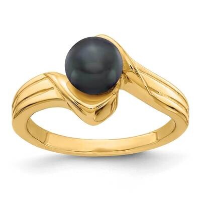 6mm Black Fresh Water Cultured Pearl Ring 14k Gold Y1912BP, MPN: Y1912BP, 883957065380