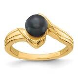 6mm Black Fresh Water Cultured Pearl Ring 14k Gold Y1912BP, MPN: Y1912BP, 883957065380