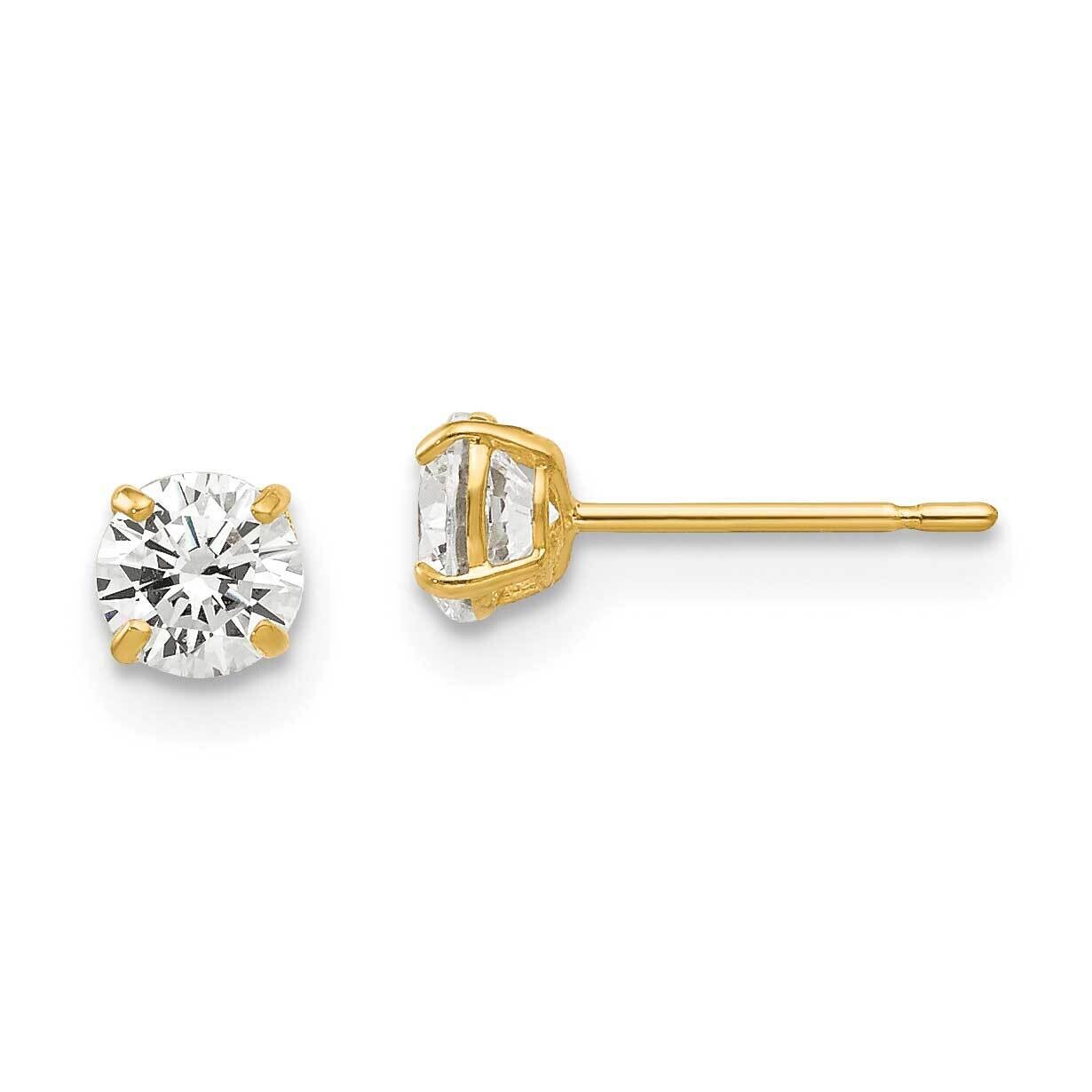 4mm Round Synthetic Diamond Post Earrings 14k Gold XD27CZ, MPN: XD27CZ, 716838209873