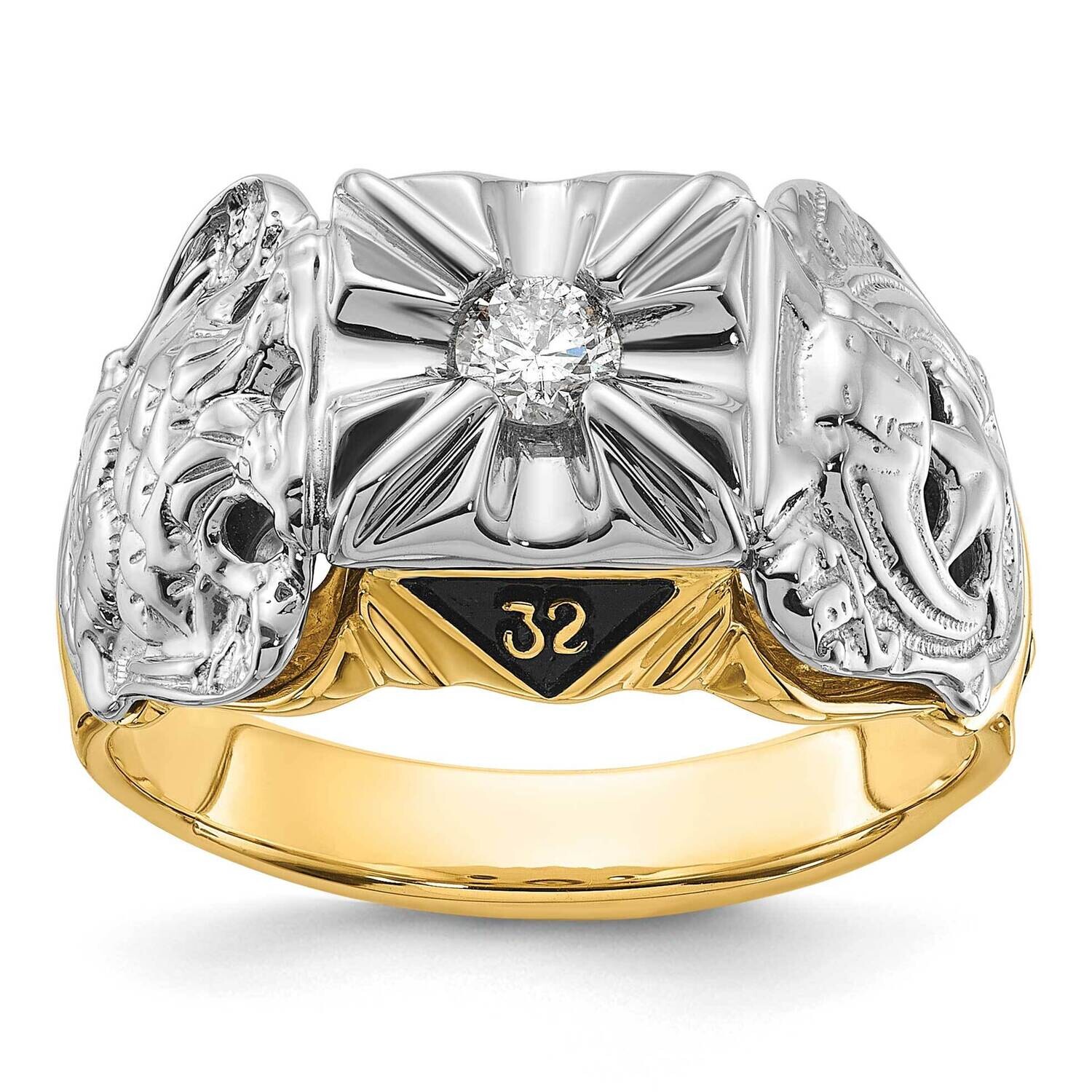 Diamond men's masonic ring 14k Two-Tone Gold Y4049VS