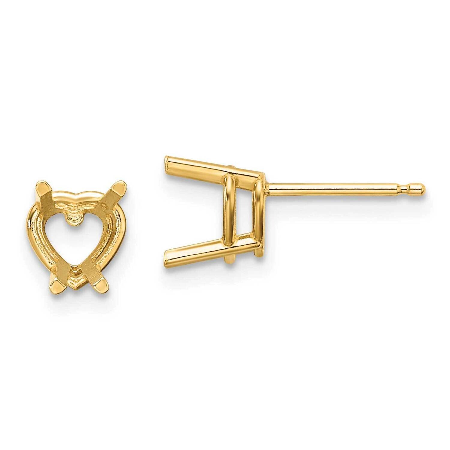 6mm Heart Earring Mountings 14k Gold XE98