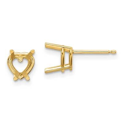 6mm Heart Earring Mountings 14k Gold XE98, MPN: XE98, 191101835728