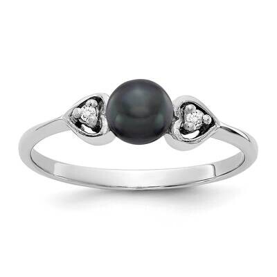 4.5mm Black Fresh Water Cultured Pearl Diamond Ring 14k white Gold Y1937BP/A, MPN: Y1937BP/A, 88395…