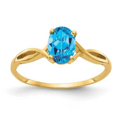 Blue Topaz Ring 14k Gold 7x5mm Oval Y2197BT, MPN: Y2197BT, 883957539867
