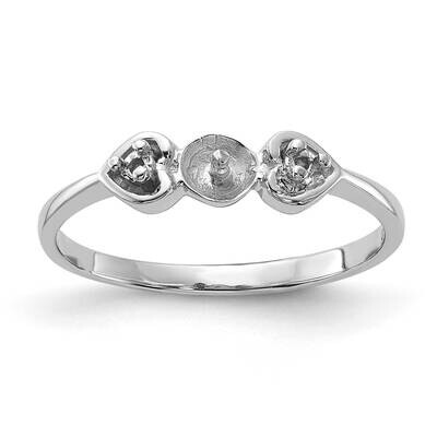 Polished .02ct. Diamond &amp; Cultured Pearl Ring Mounting 14k White Gold Y1937, MPN: Y1937,