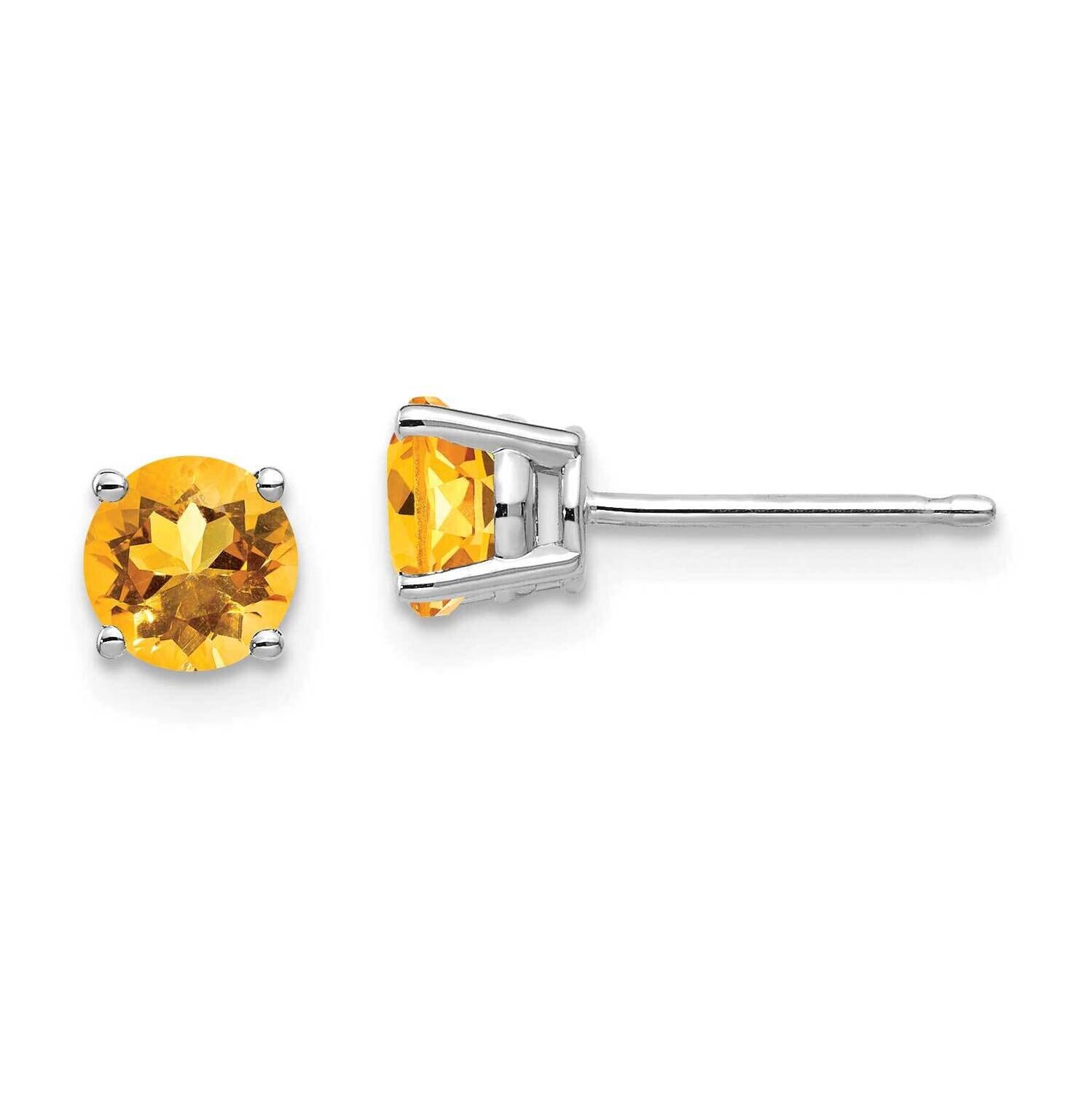 5mm Citrine Earrings 14k White Gold XE72WCI, MPN: XE72WCI, 883957097428