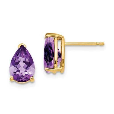 9x6mm Pear Amethyst Earrings 14k Gold XE82AM, MPN: XE82AM, 883957339771