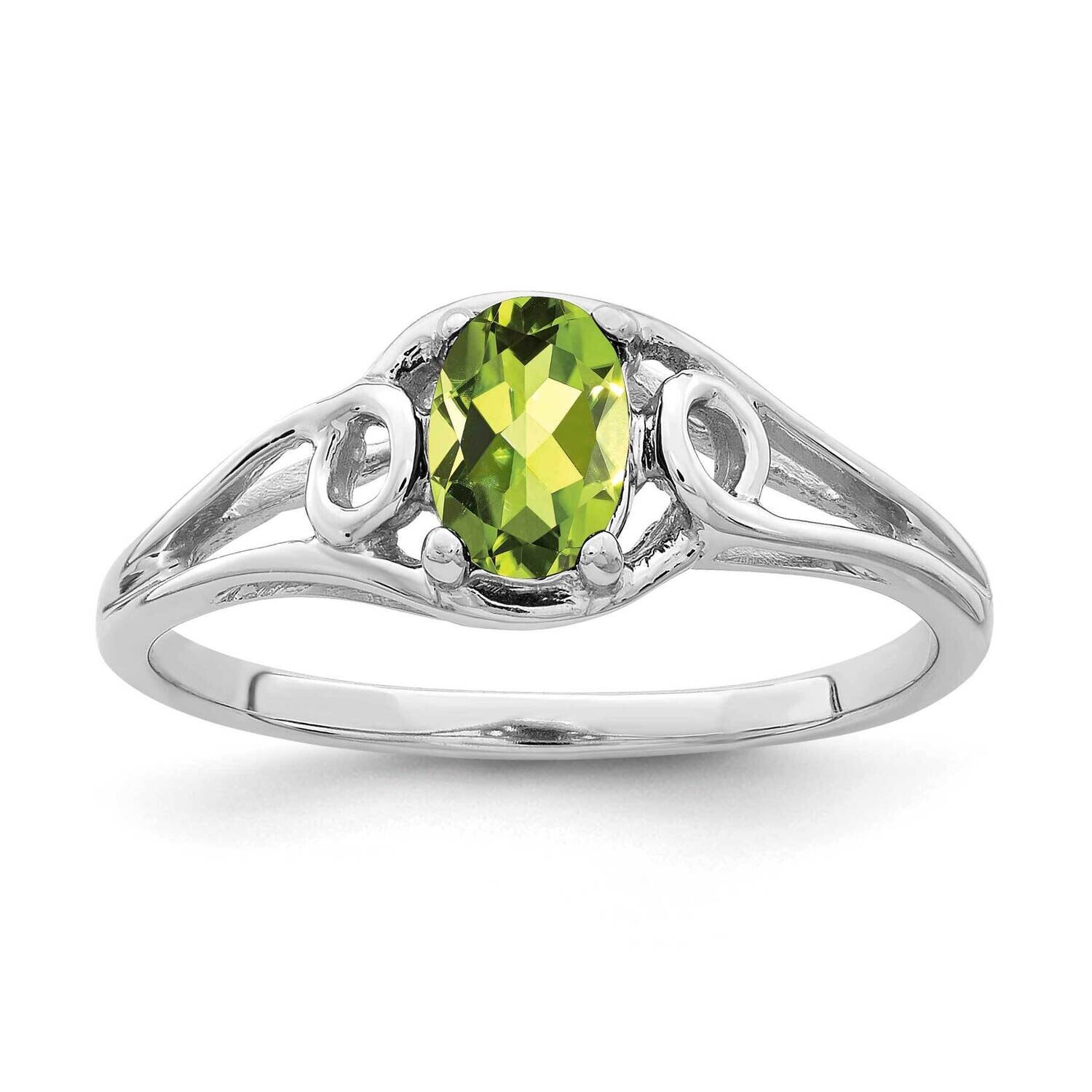 Peridot Ring 14k white Gold 6x4mm Oval Y2206PE