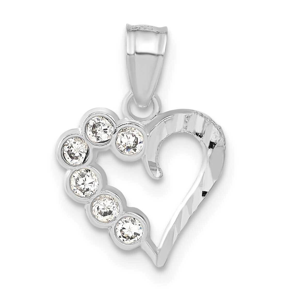 CZ Heart Charm Sterling Silver QC1212