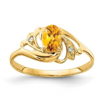 Citrine Diamond Ring 14k Gold 6x4mm Oval X9716CI/A, MPN: X9716CI/A, 883957633985