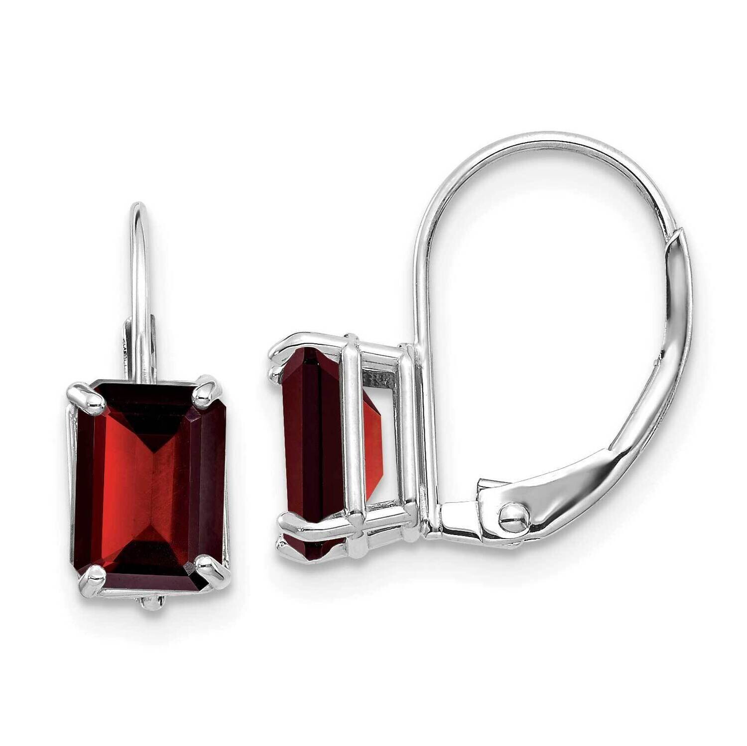 Garnet Emerald Leverback Earrings 14k White Gold XLB124WGA, MPN: XLB124WGA, 883957130804