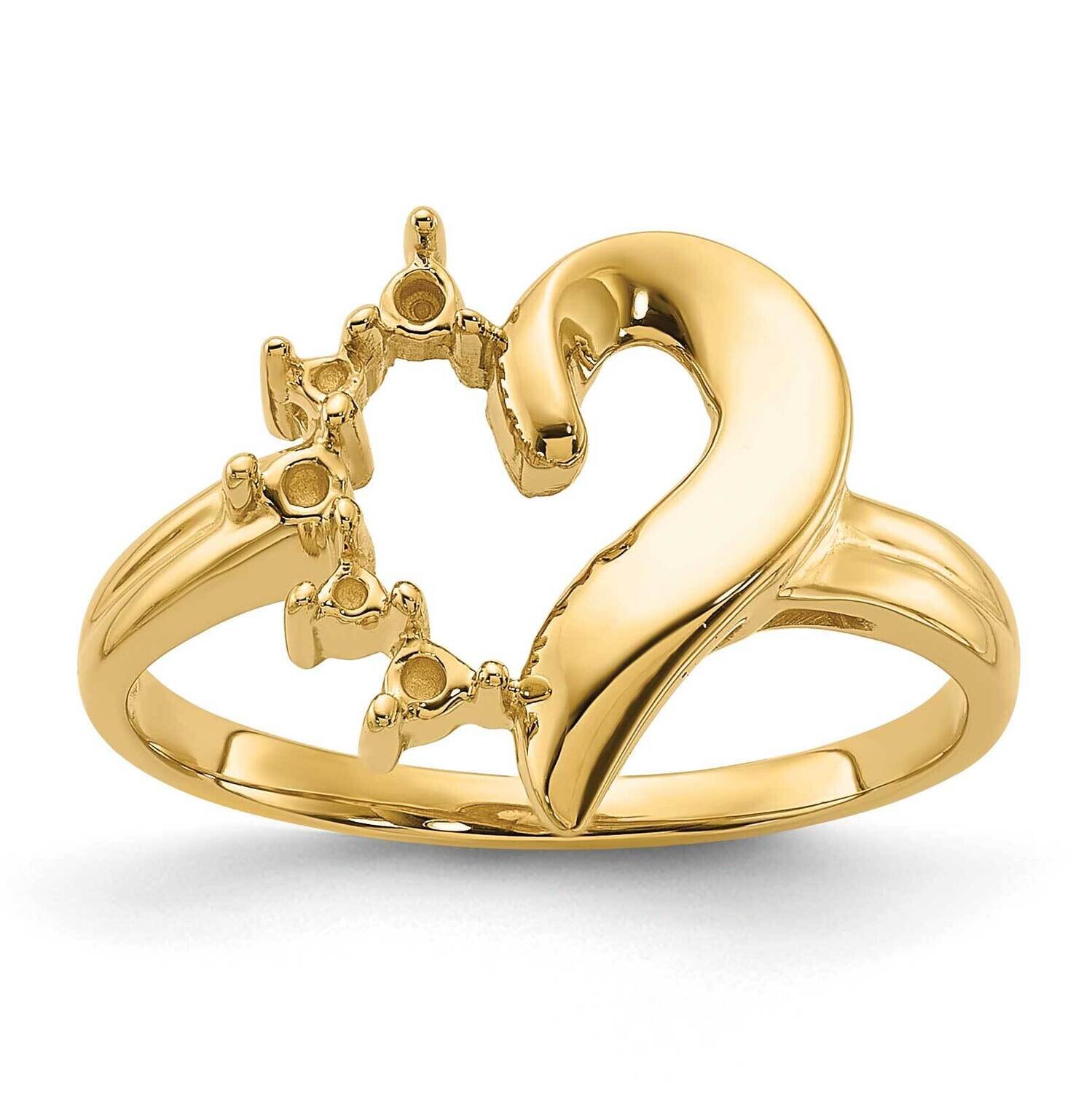0.14ct. Diamond Heart Ring Mounting 14k Gold Polished Y1755