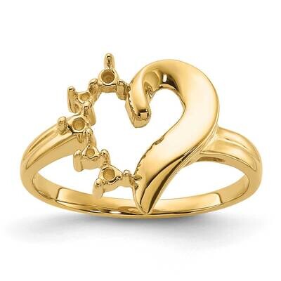 0.14ct. Diamond Heart Ring Mounting 14k Gold Polished Y1755, MPN: Y1755,