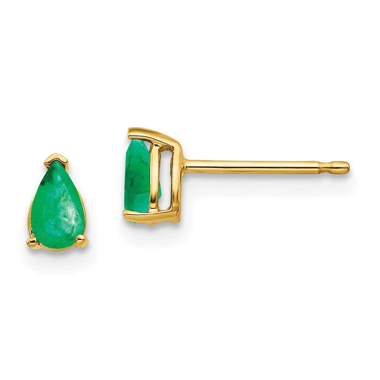 Emerald Post Earrings 14k Gold XE78E-B, MPN: XE78E-B, 883957335681