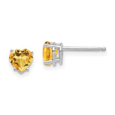 5mm Heart Citrine Earrings 14k White Gold XE97WCI, MPN: XE97WCI, 883957110646
