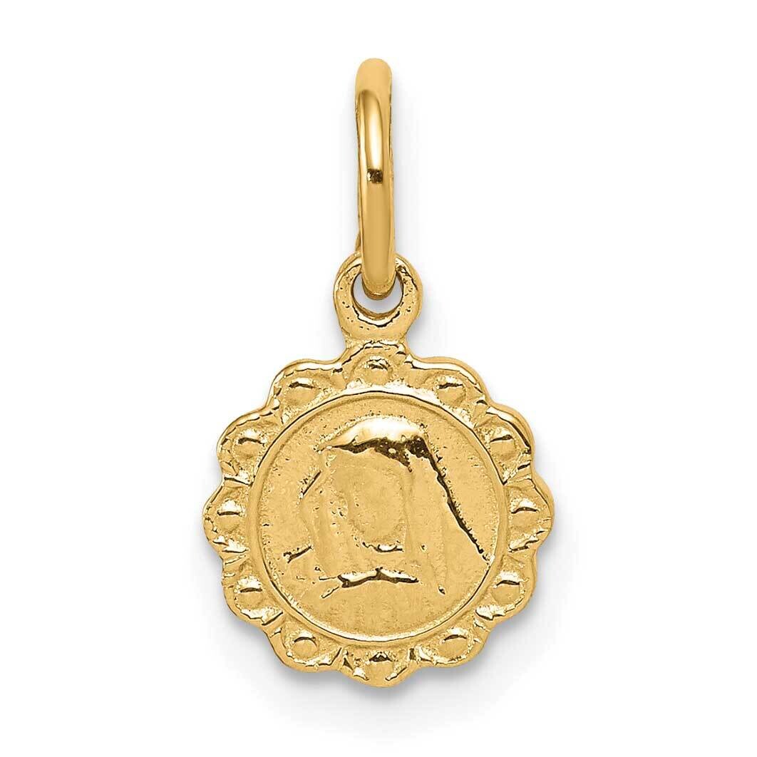 Solid Satin Polished Our Lady of Sorrows Disc Pendant 10k Gold 10C88