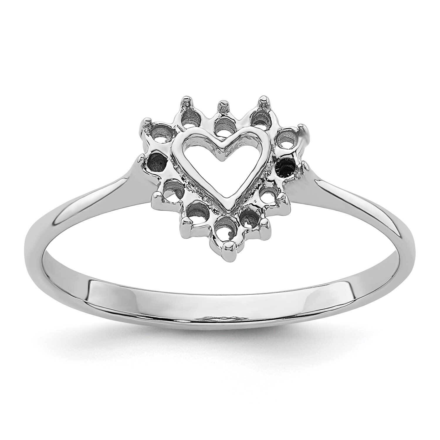 Polished .17ct. Diamond Heart Ring Mounting 14k White Gold X9602, MPN: X9602,
