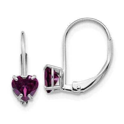 5mm Heart Rhodolite Garnet Leverback Earrings 14k White Gold XLB120WRG, MPN: XLB120WRG, 883957129778