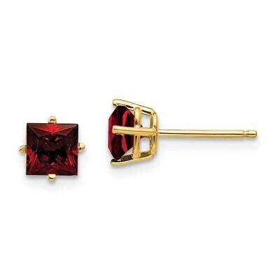 5mm Princess Cut Garnet Earrings 14k Gold XE61GA, MPN: XE61GA, 883957094038