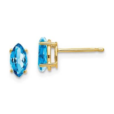 7x3.5mm Marquise Blue Topaz earring 14k Gold XE103BT, MPN: XE103BT, 883957089577