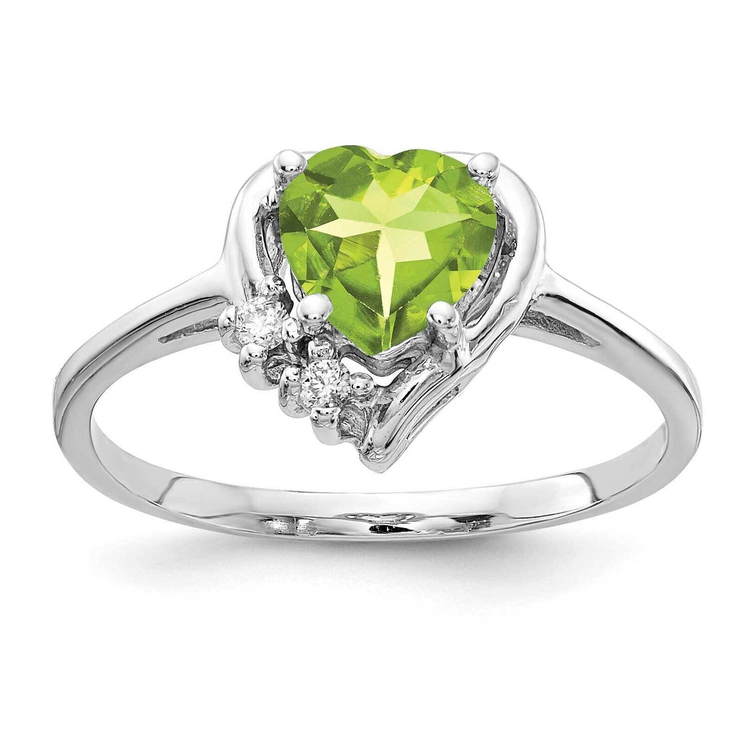 6mm Heart Peridot Diamond Ring 14k white Gold Y2234PE/A, MPN: Y2234PE/A, 883957549651