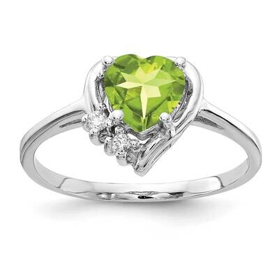 6mm Heart Peridot Diamond Ring 14k white Gold Y2234PE/A, MPN: Y2234PE/A, 883957549651
