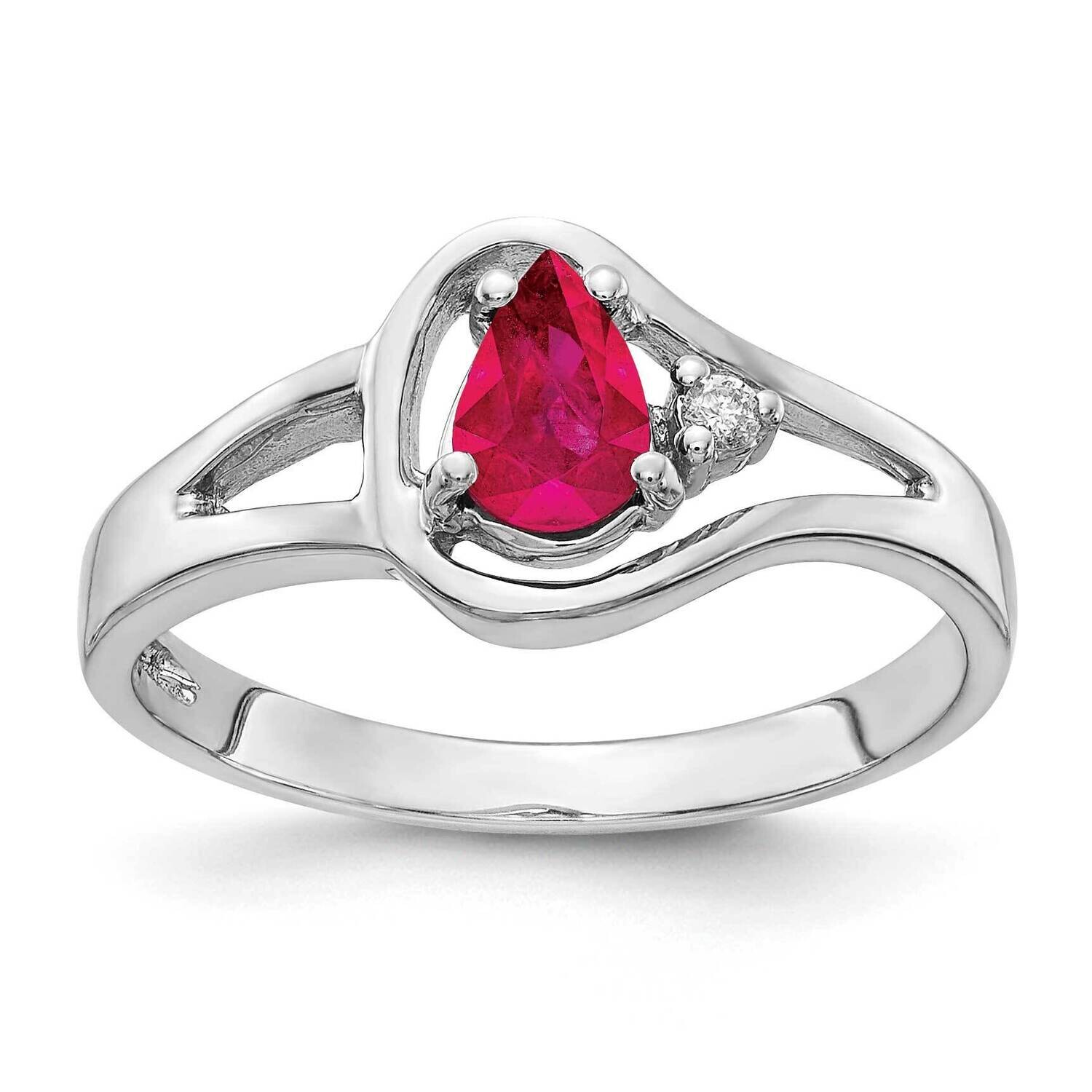 Ruby Diamond Ring 14k white Gold 6x4mm Pear Y2071R/A, MPN: Y2071R/A, 883957691985