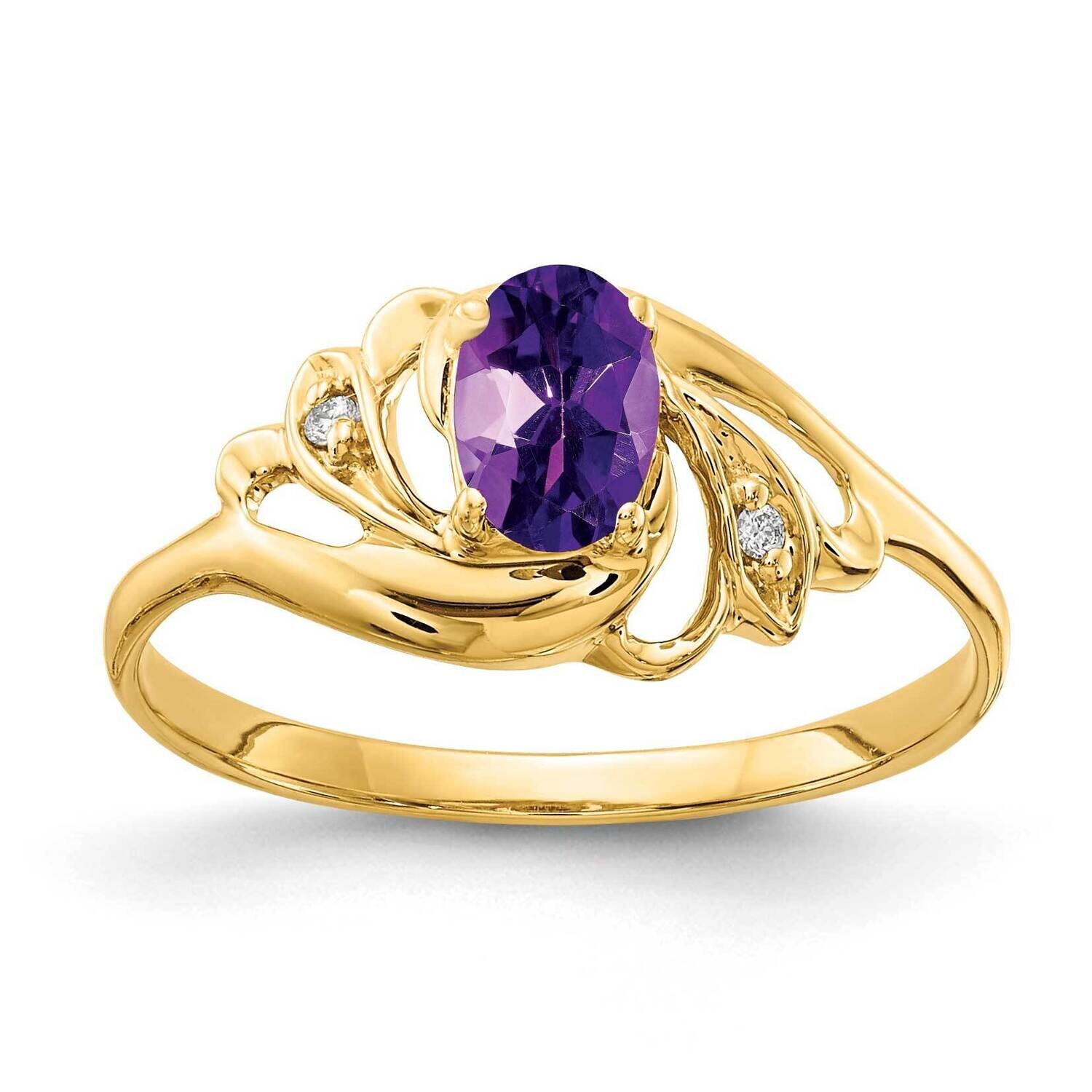 6x4mm Oval Amethyst Diamond Ring 14k Gold X9716AM_AA, MPN: X9716AM_AA, 883957633398