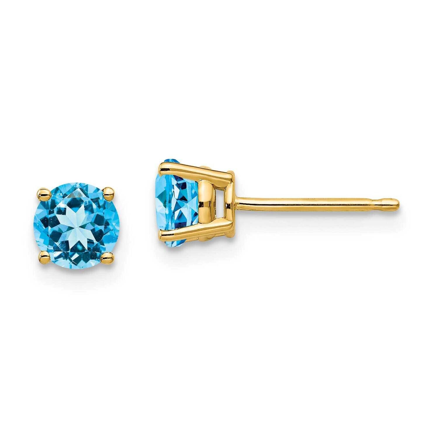 5mm Blue Topaz Earrings 14k Gold XE72BT, MPN: XE72BT, 883957338040
