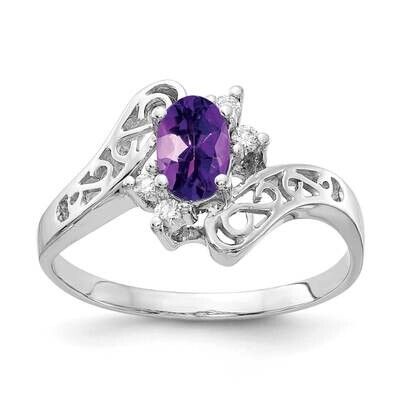 6x4mm Oval Amethyst Checker Diamond Ring 14k White Gold X9734AM_AA, MPN: X9734AM_AA, 883957643847