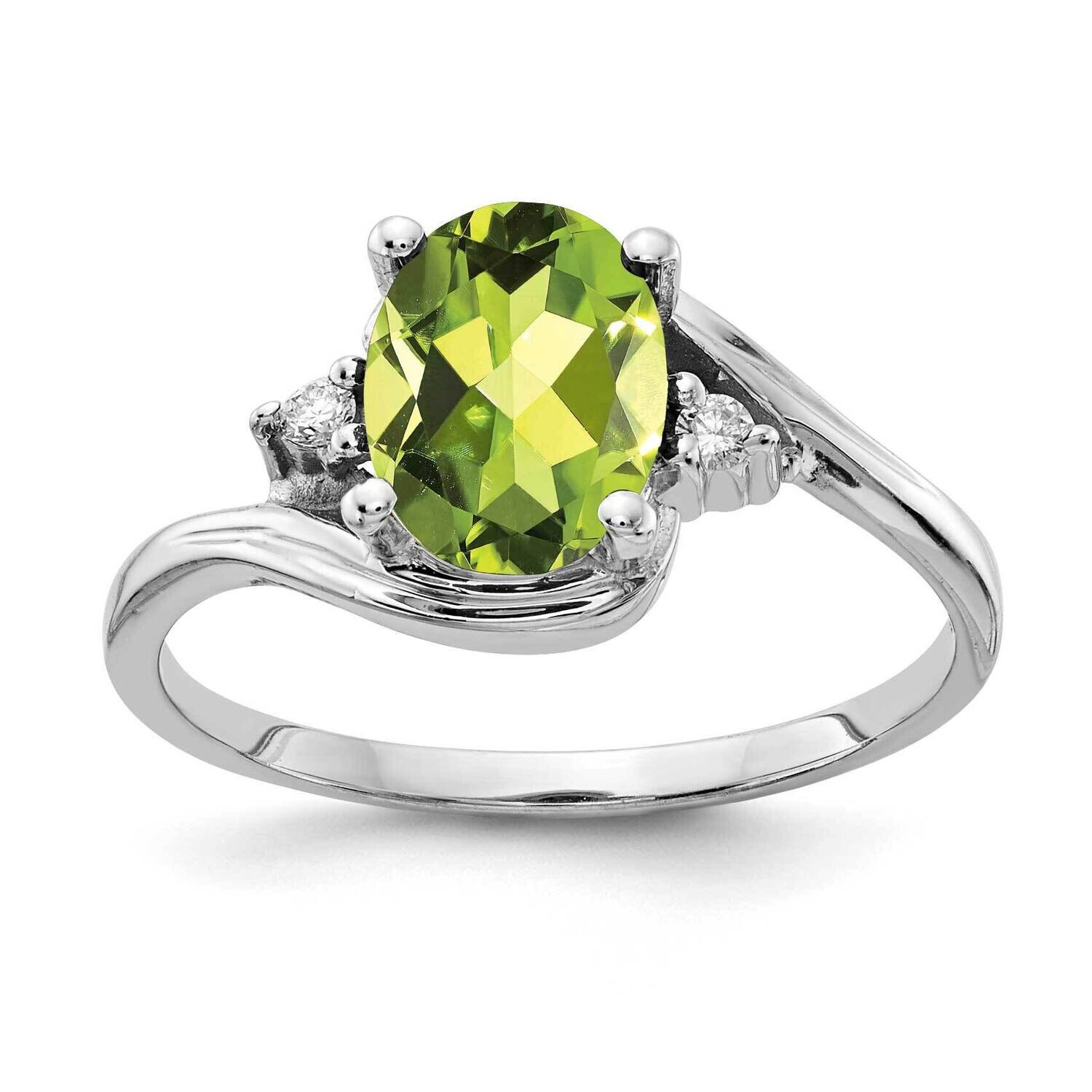 8x6mm Oval Peridot Diamond Ring 14k White Gold Y2246PE_AA, MPN: Y2246PE_AA, 883957626178
