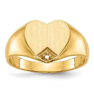 Heart .005ct. Diamond Solid Back 9.3x9.5 Signet Ring Mounting 14k Gold RS513, MPN: RS513,