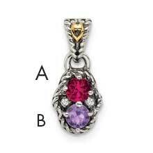 Diamond Mother&#39;s Pendant Sterling Silver &amp; 14k Two-stone Gold QMPD38/2SY, MPN: QMPD38/2SY,