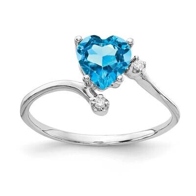 6mm Heart Blue Topaz Diamond Ring 14k white Gold Y2155BT/A, MPN: Y2155BT/A, 883957658353