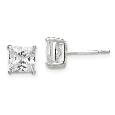 6mm Princess Basket Set Diamond Stud Earrings Sterling Silver QE3153, MPN: QE3153, 883957925448