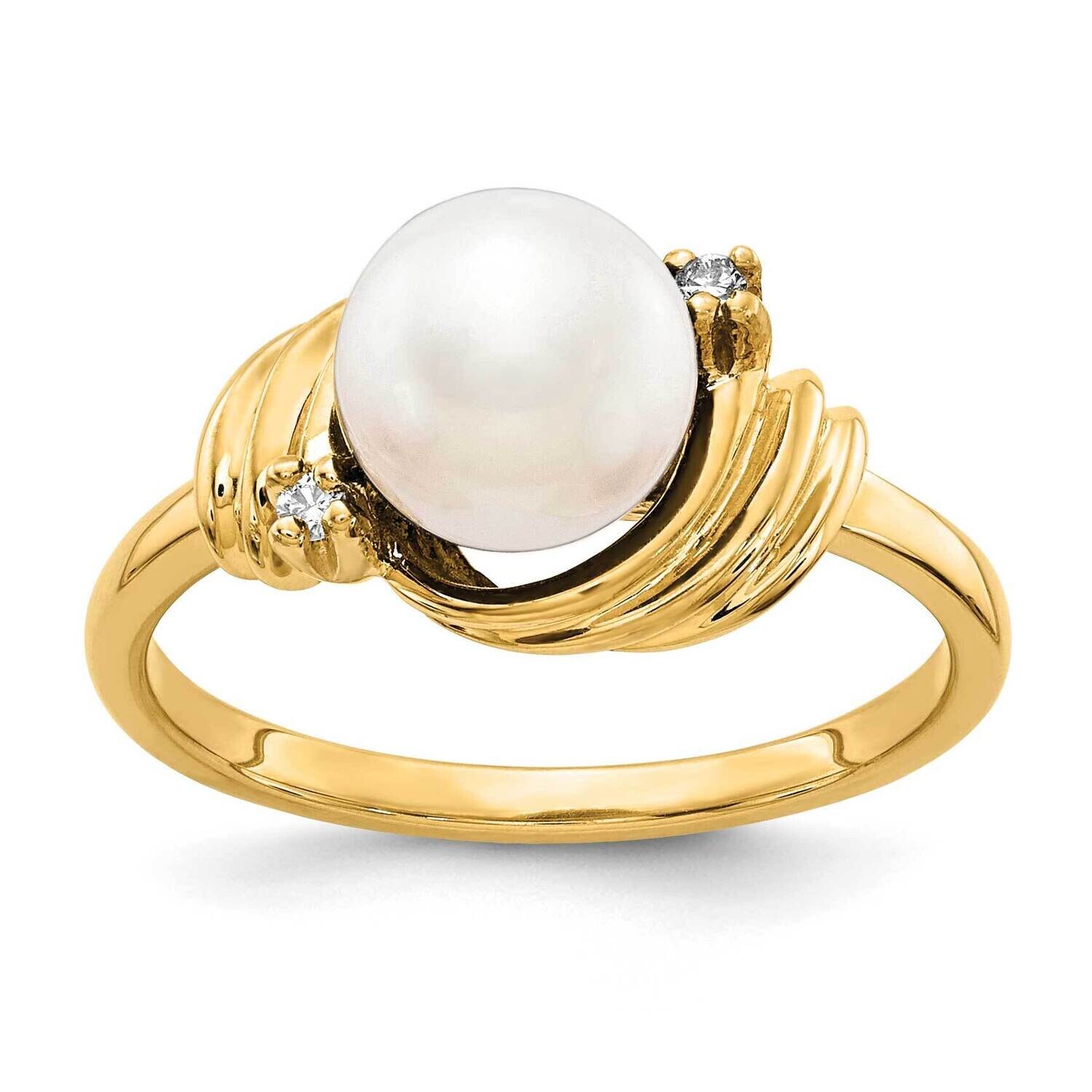 7mm Fresh Water Cultured Pearl Diamond Ring 14k Gold Y1863PL/A, MPN: Y1863PL/A, 883957057439