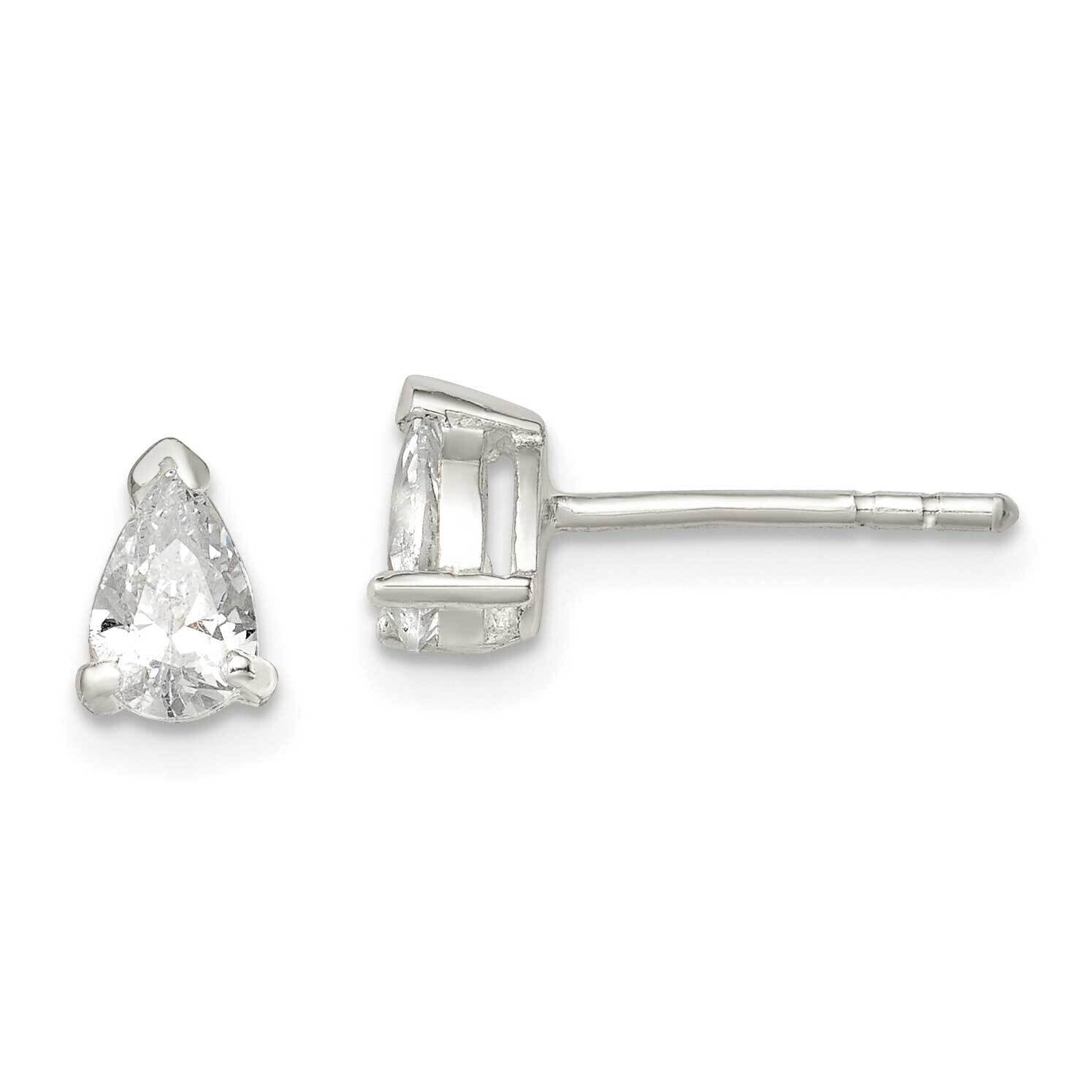 4x7 Pear Diamond Stud Earrings Sterling Silver QE3166