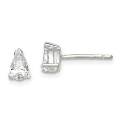 4x7 Pear Diamond Stud Earrings Sterling Silver QE3166, MPN: QE3166, 883957925561